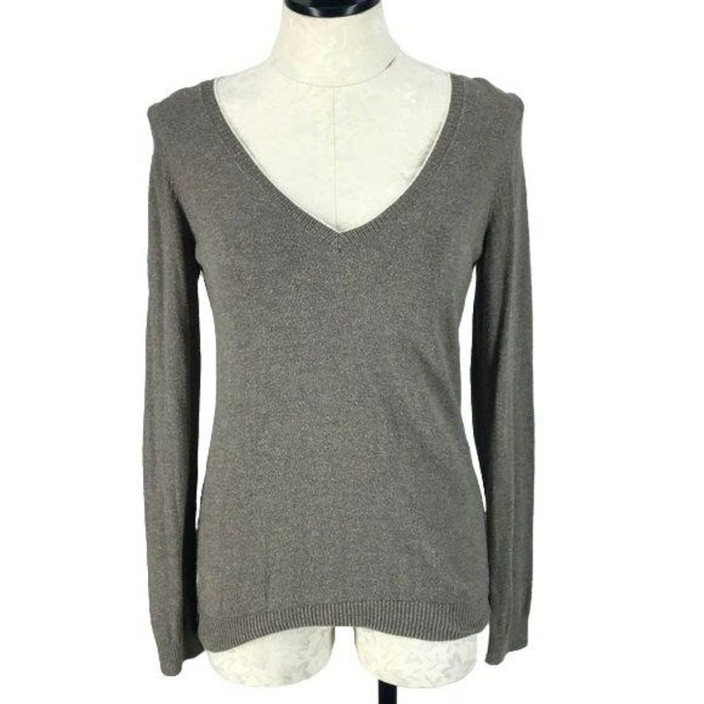 Banana Republic Women's Lightweight Spring Brown VNeck Long Sleeve Sweater Small